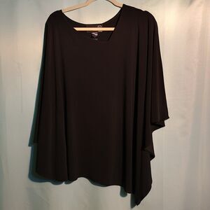 Women’s Black Asymmetrical Poncho Top – Medium